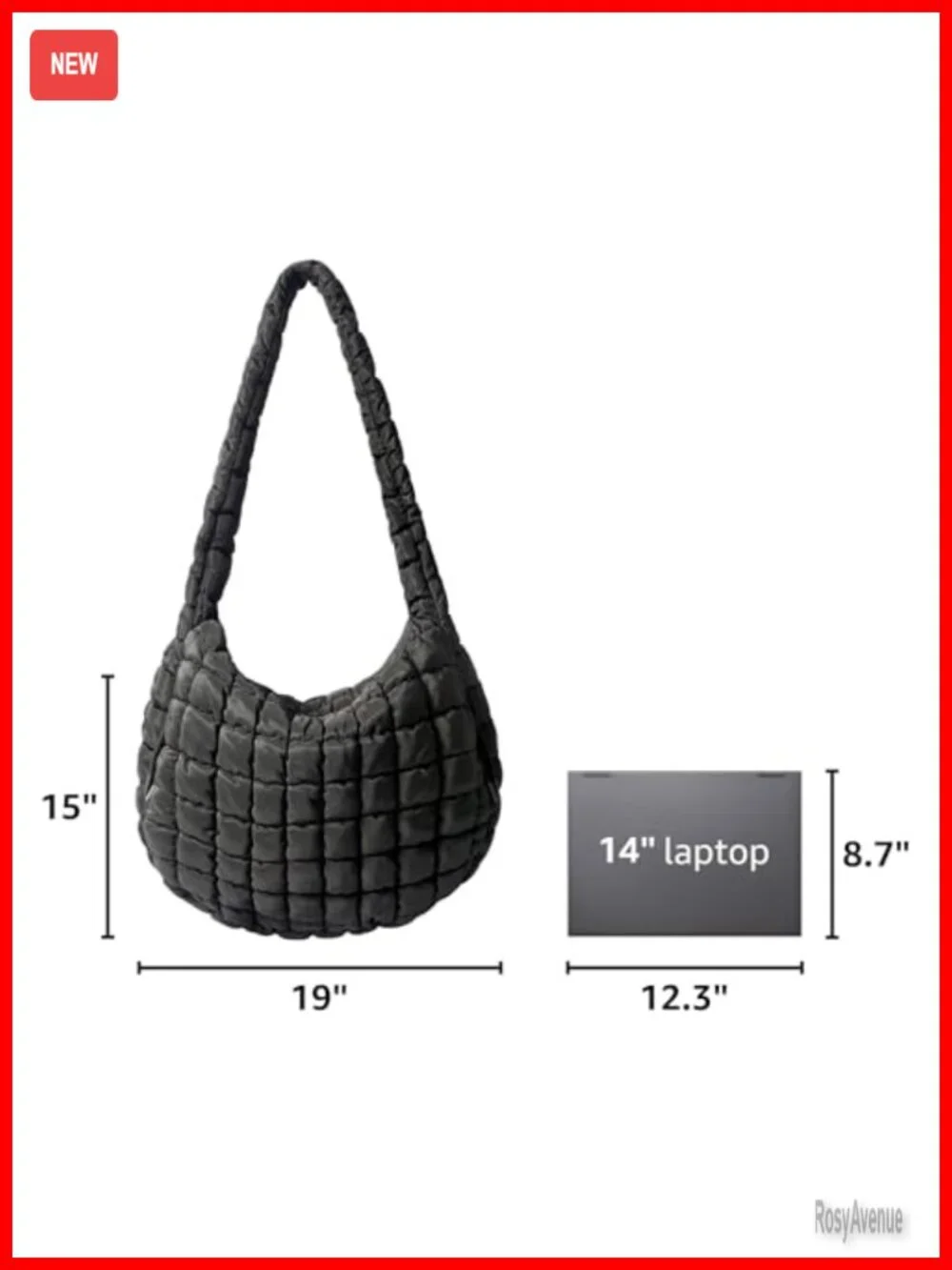 Large Quilted Nylon Puffer Hobo Tote Bag Crossbody
